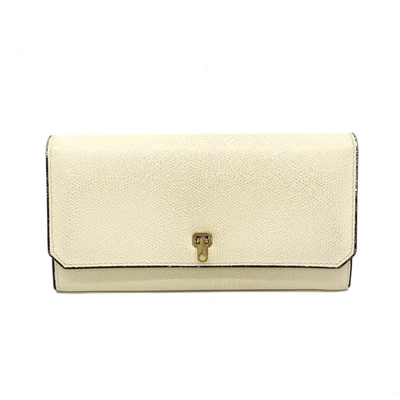 Valextra WomenMen Leather Long Wallet (bi-fold) Cream